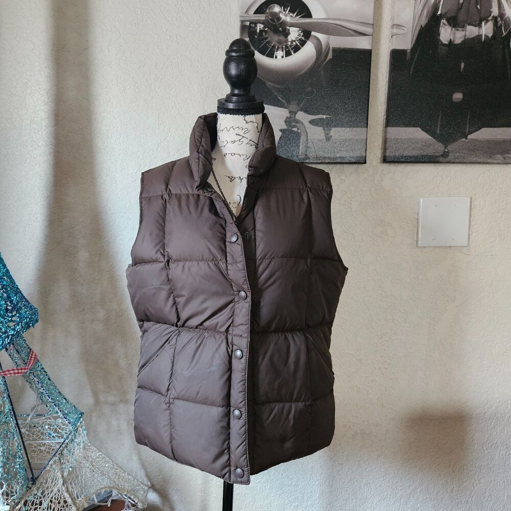 Lands' End Goose Down Puffer Vest Brown Women's SM | Skiing